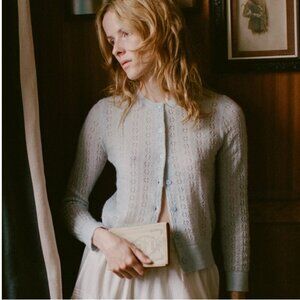 NWOT Auth Doen Danae Pointelle Cardigan in Sky